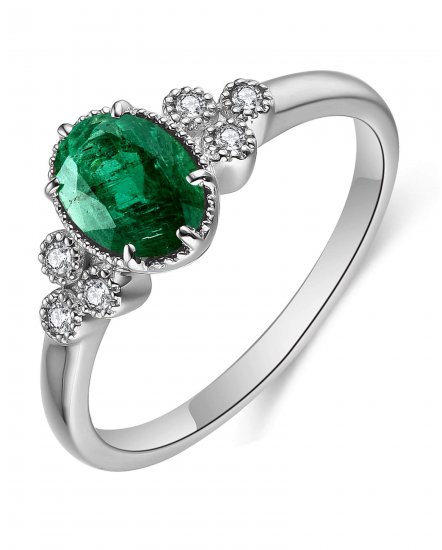 OVAL COLORED STONE DIAMOND RING (TR4682)